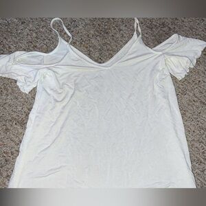 American Eagle Women's White Cold Shoulder Top